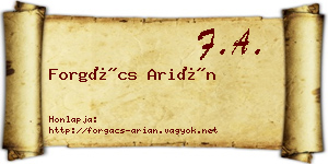 Forgács Arián névjegykártya